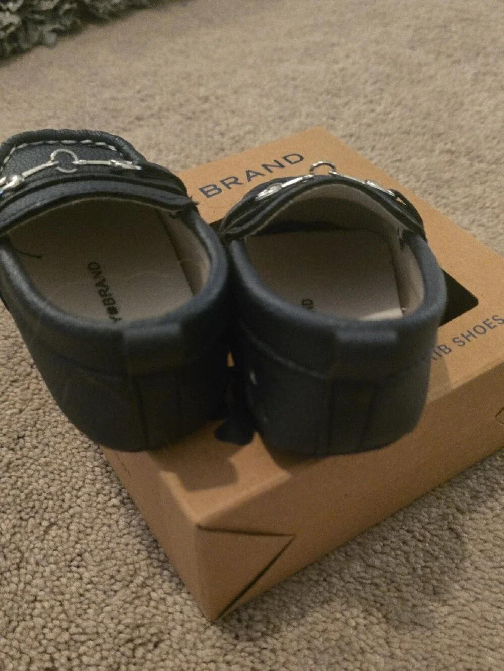 Lucky Brand Navy Blue/Silver Infant Crib Shoes with Silver Hardware